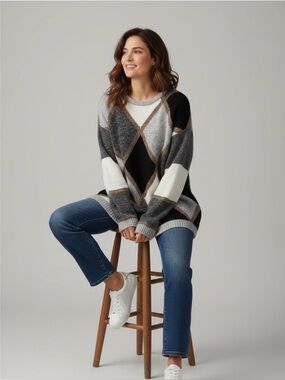 Cristina Luxury Blend Argyle Sweater Women’s Medium